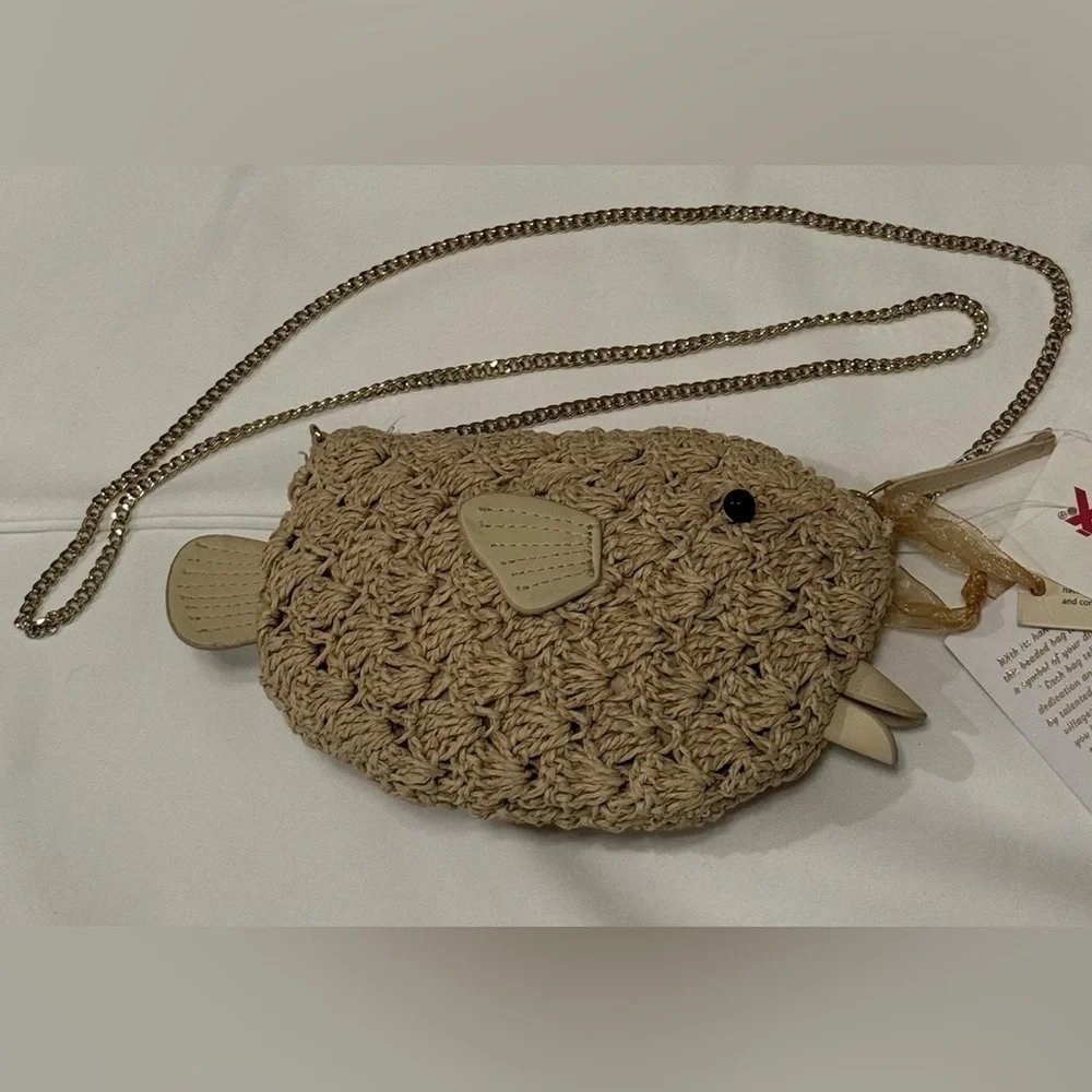 Viral TJ Maxx Raffia Fish Crossbody Bag Boho Mini Purse TikTok Trend - Picture 4 of 12